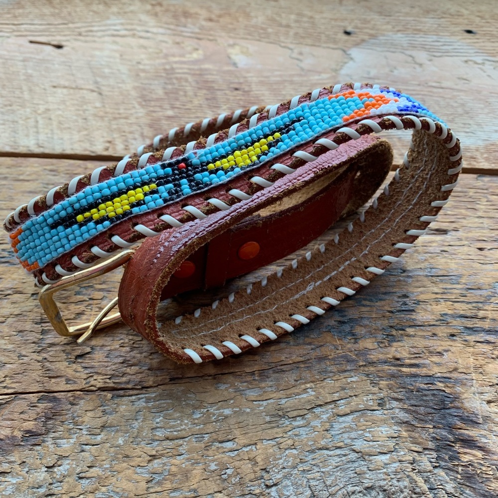 Set of two vintage, distressed small leather belts
